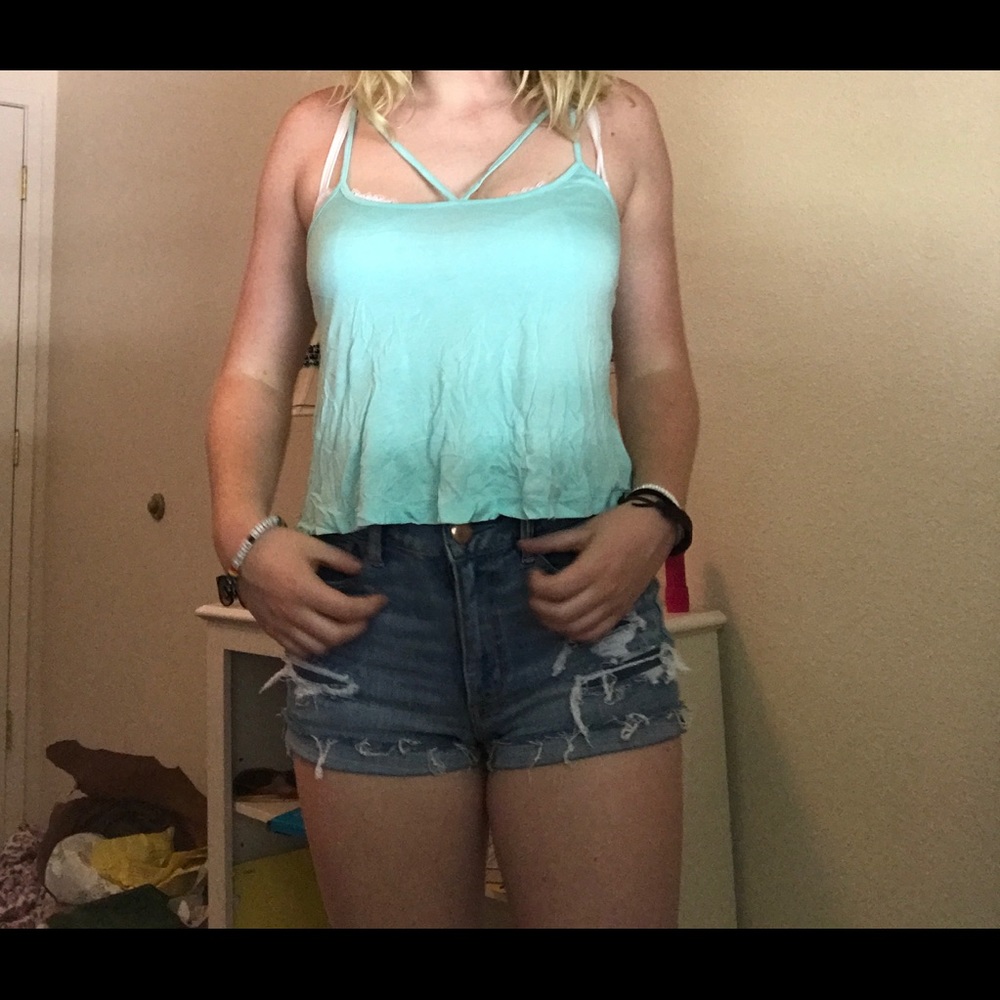 light blue tank top